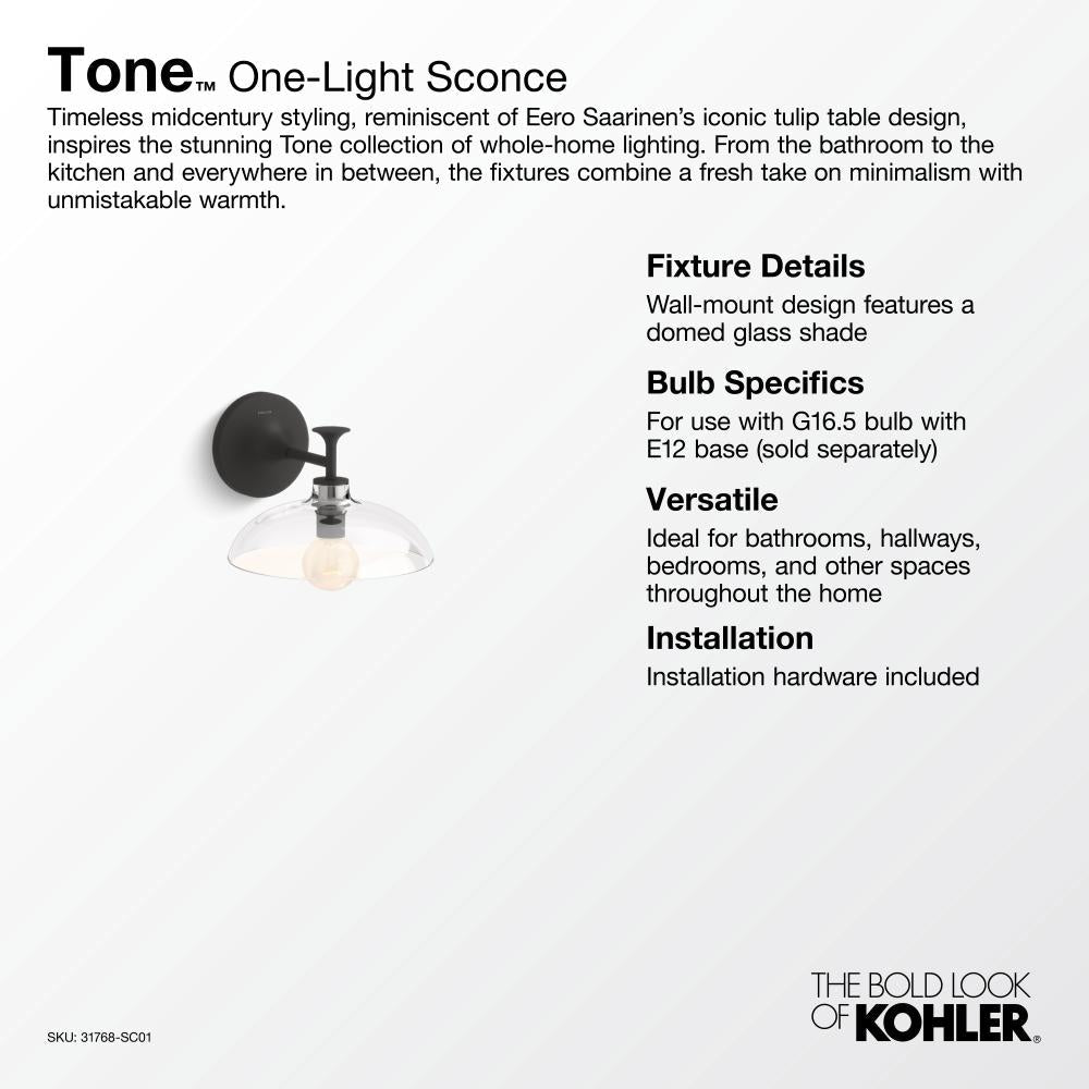 Kohler Lighting 31768-SC01-CBL Wall Light Fixture Traditional - Polished Chrome With Matte Black